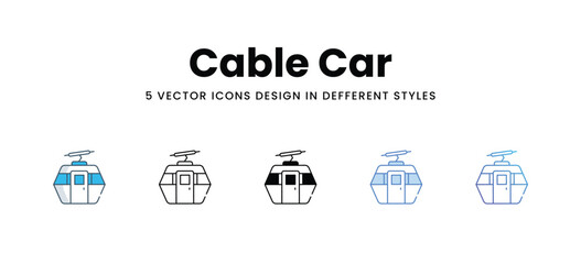 Cable Car icons in different style vector stock illustration