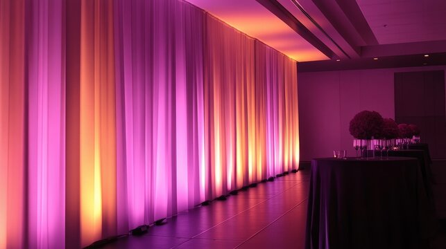 A modern, modular backdrop design featuring sleek panels and soft lighting, adaptable for a variety of events, from parties to presentations.