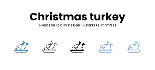 Christmas turkey icons in different style vector stock illustration