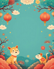 Fototapeta premium background pattern image about chinese new year, lunar new year. cute for kids. colorful. for children. family theme