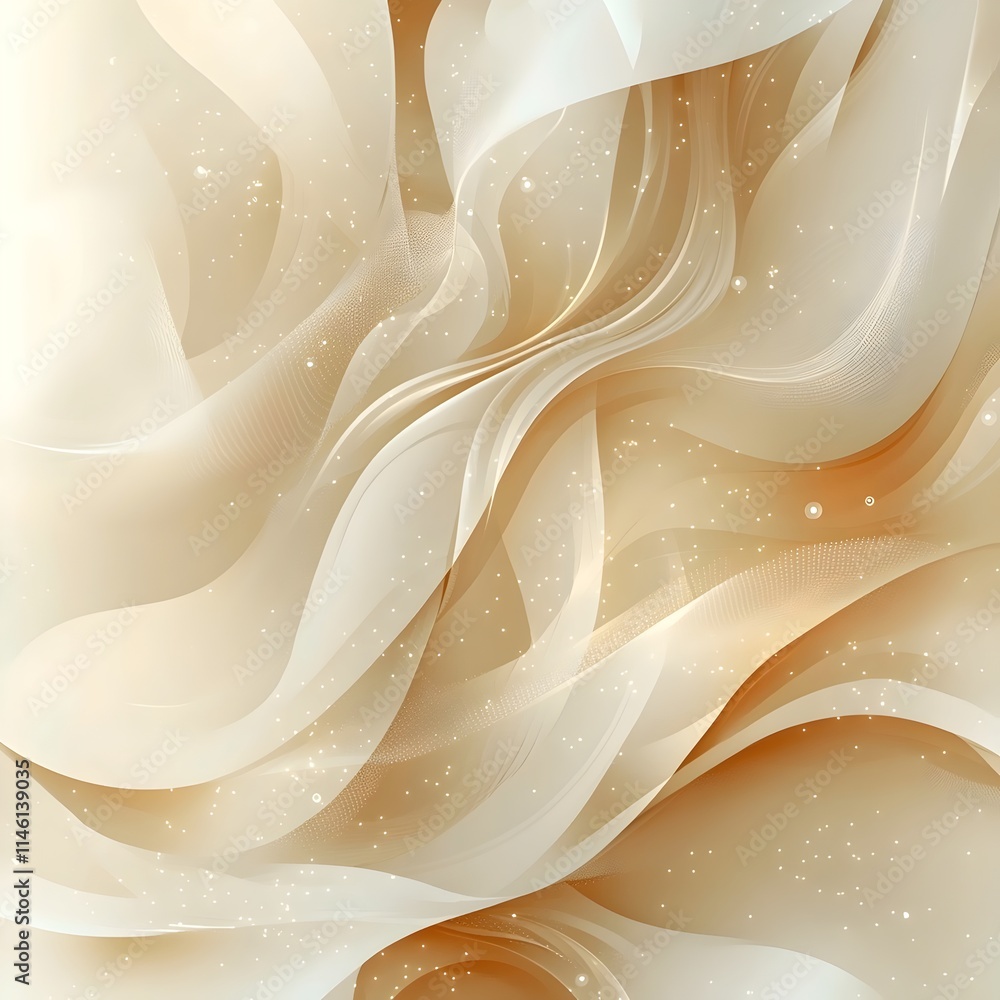 Poster a stunning abstract background featuring soft, flowing curves in warm beige and cream tones, enhance