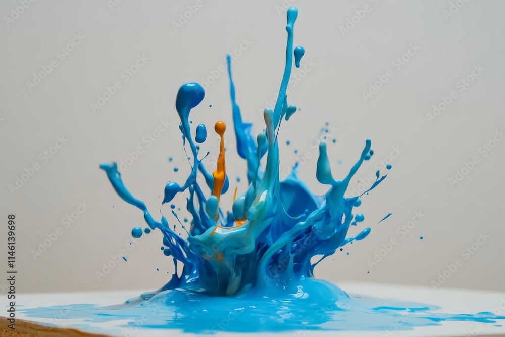 Aufkleber A dynamic splash of striking blue paint on a stark white canvas, captured in motion. This single-color splash signifies creativity and bold artistic expression.