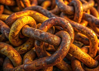 Low-light renders depict a weathered, metallic chain link fence; grunge industrial aesthetic.