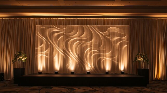 Elegant, customizable decorative backdrop with neutral tones and subtle patterns, perfect for versatile event staging, from weddings to corporate galas.