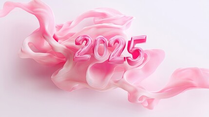Obraz premium A vibrant, abstract design featuring the year 2025 in pink tones.