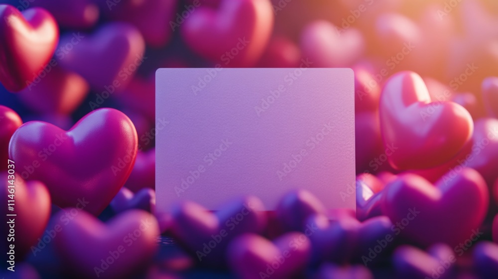 Aufkleber a vibrant display of pink and purple hearts fills the foreground, creating a romantic atmosphere, wh