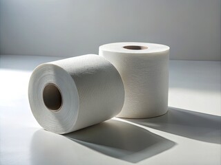 Surreal photography:  Clean, white toilet paper rolls form abstract shapes, a minimalist masterpiece.