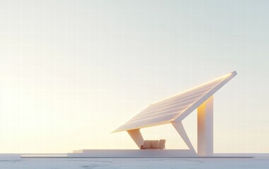 Fototapeta premium A modern solar panel glowing softly, set against a bright white backdrop