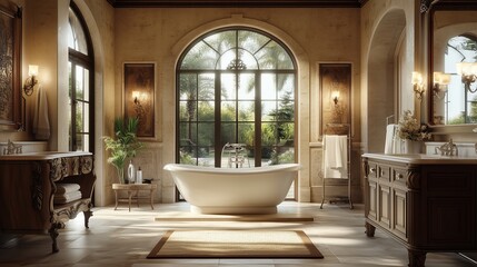 Interior design renderings, bathroom, furniture, head up perspective, horizontal, rich details, authentic texture, real photography, natural indoor lighting effects.