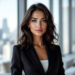 a businesswoman wearing a black suit