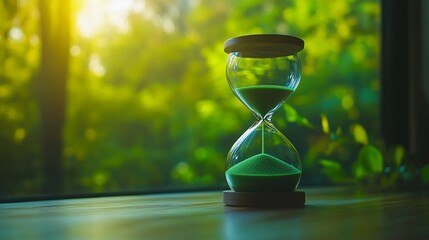 Geometric hourglass representation emphasizing order and structure ideal for productivity themes rendered in a contemporary flat design style