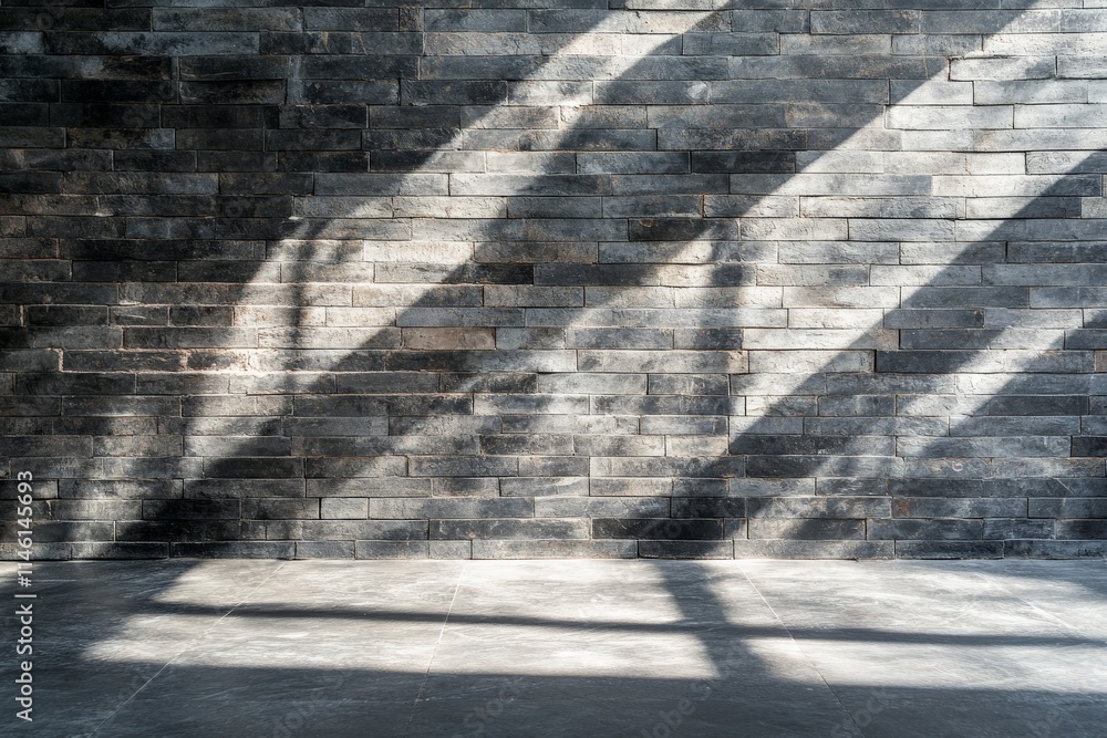 Poster this image captures a sophisticated urban brick wall with an artistic play of light and shadows, cre