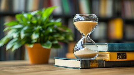 Geometric hourglass representation emphasizing order and structure ideal for productivity themes rendered in a contemporary flat design style