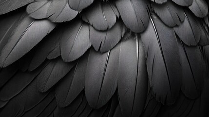 Fototapeta premium Photo of a close-up view of bird feathers in monochrome tones