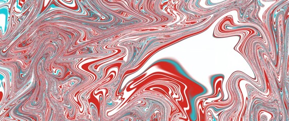 Abstract Red and Teal Swirls: A Psychedelic Liquid Marble Art Design