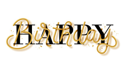 HAPPY BIRTHDAY black and gold vector calligraphy banner