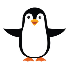 Cheerful cartoon penguin illustration vector on white background 