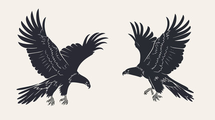 Obraz premium Graceful Eagles Silhouette Vector Illustration for Design Projects