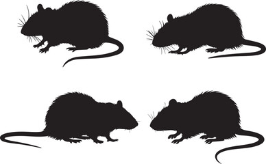 Rat silhouette set vector illustration