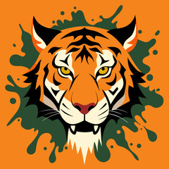 Tiger head splatter paint creating an abstract lion face