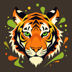 Tiger head splatter paint creating an abstract lion face