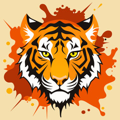 Tiger head splatter paint creating an abstract lion face