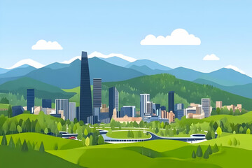 Green Cityscape Illustration