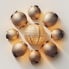 Fototapeta premium Decorative Lantern Arrangement with Warm, Soft Light.