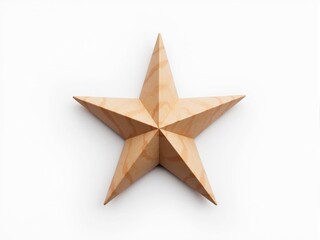 Obraz premium Five pointed wooden star ornament lying on white background