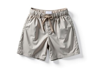 Beige shorts isolated on white background representing summer fashion trends