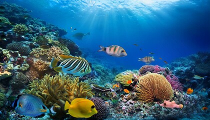 Obraz premium Colorful Tropical Fish in a Vibrant Coral Reef Ecosystem