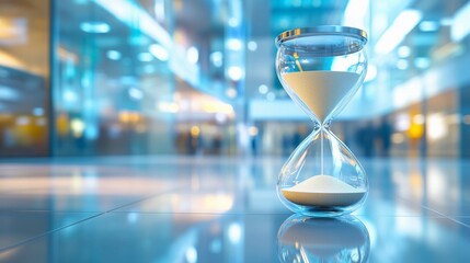Hourglass with fine detailing on sand grains representing focus and persistence in a smooth and modern digital art style