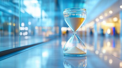 Hourglass with fine detailing on sand grains representing focus and persistence in a smooth and modern digital art style