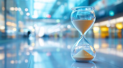 Hourglass with fine detailing on sand grains representing focus and persistence in a smooth and modern digital art style