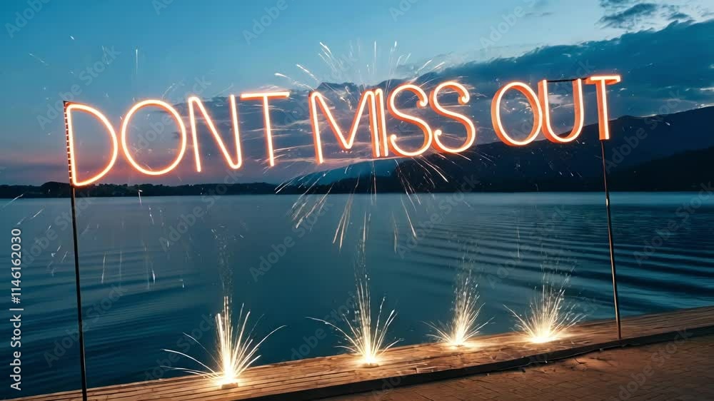 Poster a dazzling cerulean ad materializes with luminescent orange font announcing dont miss out the letter