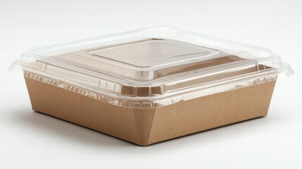 Clear Plastic Lid Food Container with Brown Base Suitable for Takeout, Deli, or Catering, Ideal for Storing, Transporting and Serving Various Dishes and Meals