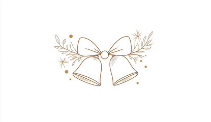 Elegant one-line drawing of wedding bells with a decorative bow