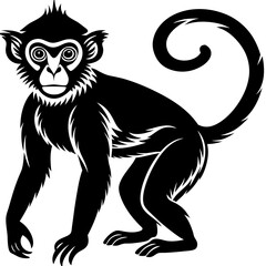 black and cartoon illustration of a monkey