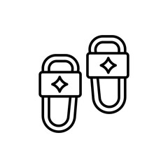Promotional slippers outline icons, minimalist vector illustration ,simple transparent graphic element .Isolated on white background