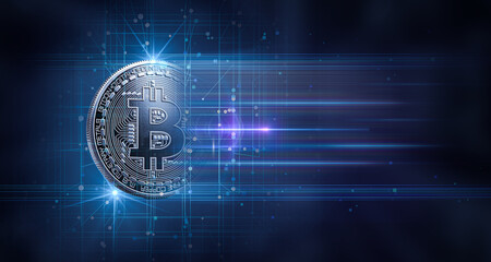 Bitcoin mining technology, digital background wallpaper 