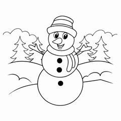 snowman with christmas tree
