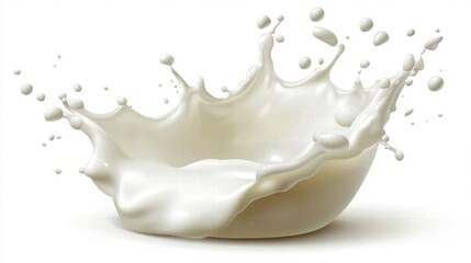 Impressive Milk Splash in Motion Captured in High-Resolution, Showcasing Fluid Dynamics and Natural Beauty in a Crisp White Backdrop