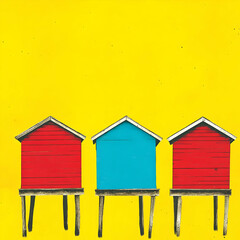 Colorful Beach House Illustration