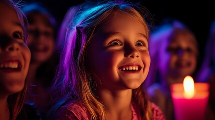 Happy girl in audience watching show.