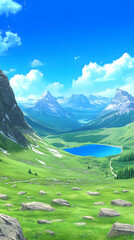 Fototapeta premium Mountain Lake Illustration