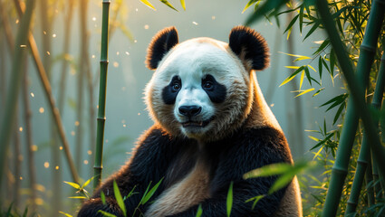 Obraz premium Discover adorable panda images: cute giant pandas, baby pandas playing, and pandas eating bamboo. Perfect for creative projects, presentations, and panda lovers.