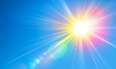 Fototapeta premium A vibrant sun halo encircling the bright midday sun, casting a colorful glow around it and enhancing the brilliance of the day