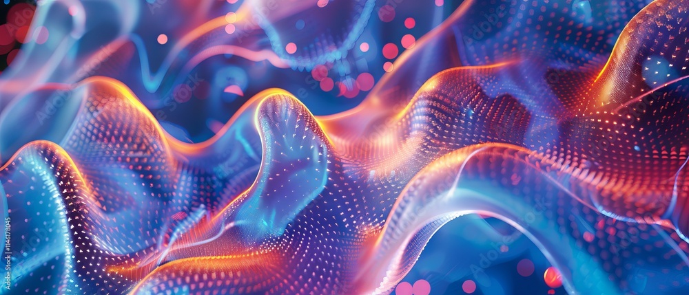 Poster abstract vector fluid particle flow with bubbles, futuristic nano medical technology and microbiolog