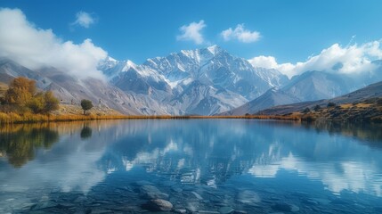 a mountain with a lake in the middle of it