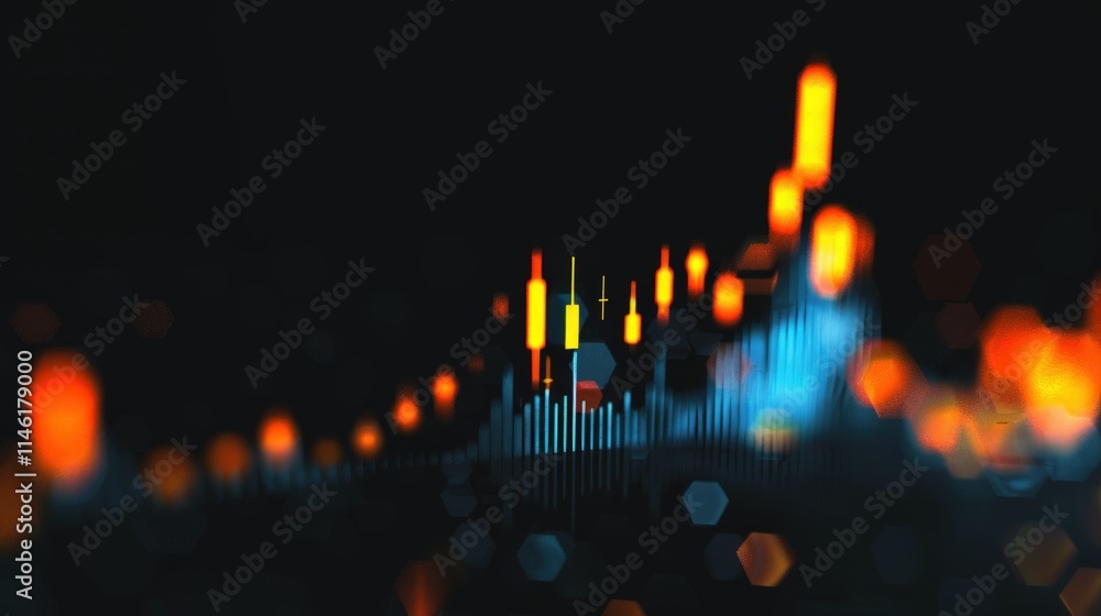 Aufkleber abstract financial chart with glowing lights and data visualization.